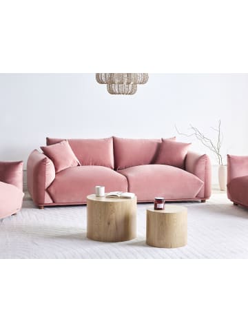 Beliani 3-Sitzer Sofa LUVOS in Rosa/Braun - (W) 220 x (H) 75 x (L) 104 cm