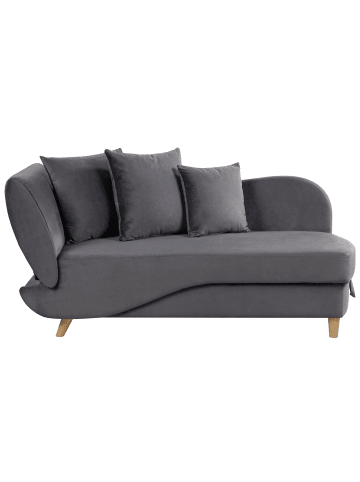 Beliani Chaiselongue MERI in Grau/Heller Holzfarbton - (W) 155 x (H) 76 x (L) 69 cm