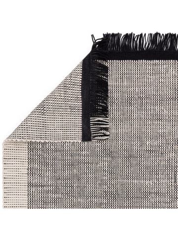 KADIMA DESIGN Teppich Wolle, Korbmuster, Handgewebt, Schallabsorbierend in Schwarz-Weiß