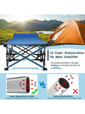 COSTWAY Campingbett mit Seitentasche in Blau