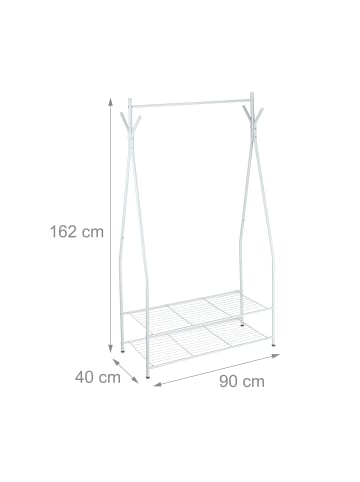 relaxdays Kleiderständer in Weiß-Grau - (B)90 x (H)162 x (T)40 cm