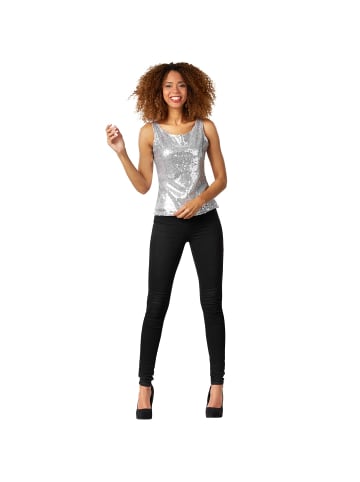 tectake Damen-Träger-Top mit Rundhalsausschnitt, silber