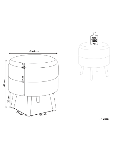 Beliani Hocker OKATON in Grün/Braun - (W) 44 x (H) 48 x (L) 44 cm