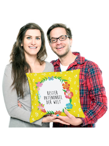 Mr. & Mrs. Panda Kuschelkissen 40x40 Patenonkel mit Spruch in Weiß