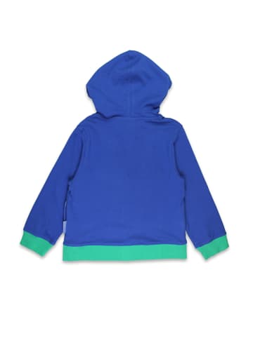 Toby Tiger Sweatjacke mit Kapuze und mit Dinosaurier-Applikation in blau