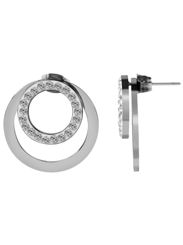 Adeliás Damen Ohrringe – Ohrstecker aus Edelstahl mit Strass Steinchen in silber