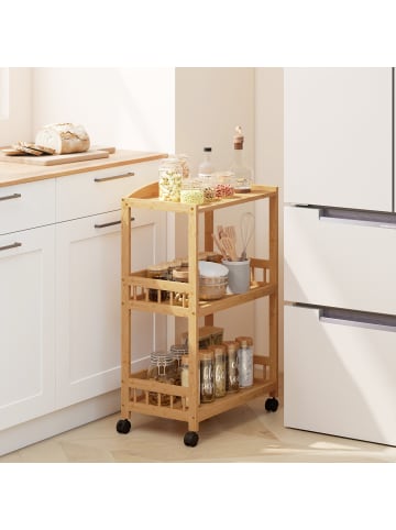 HOMCOM Küchenwagen-53L x 30,5B x 83H cm-Naturholz