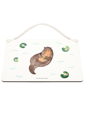 Mr. & Mrs. Panda holzbild Otter Seerose ohne Spruch in Weiß