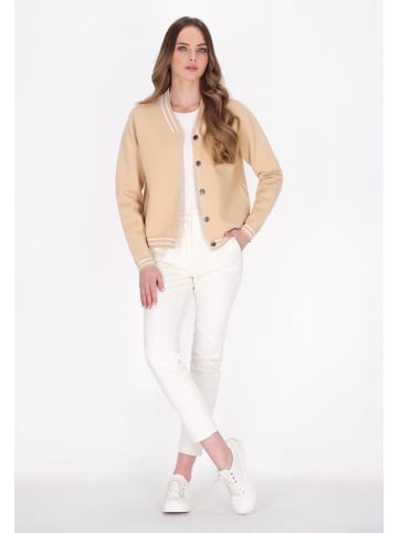DreiMaster Damen Cardigan in Beige Weiss Streifen