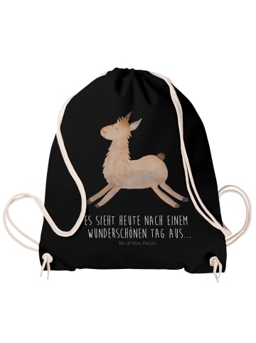 Mr. & Mrs. Panda Sportbeutel Lama Springen mit Spruch in Schwarz