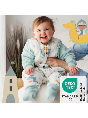 Schlummersack Schlafsack mit Füßen und umklappbaren Bündchen, 2.5 TOG in Weiß-Blau