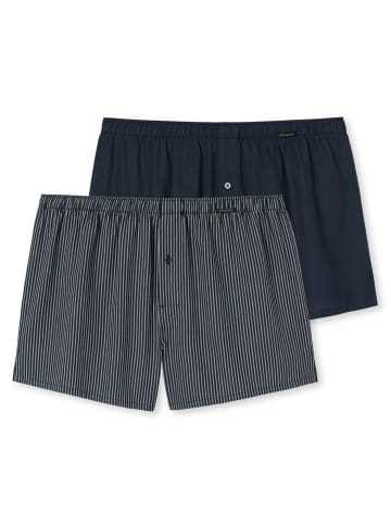 Schiesser Webboxershorts 2er Pack in Navy-Gestreift