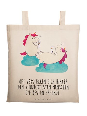 Mr. & Mrs. Panda Umhängetasche Einhorn Sekt mit Spruch in Creme