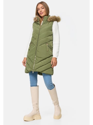 Threadbare Longweste THB Pire Premium Gillet with Fur Trim in Khaki