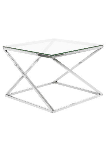 Beliani Couchtisch BEVERLY in Silber/Transparent - (W) 60 x (H) 45 x (L) 60 cm