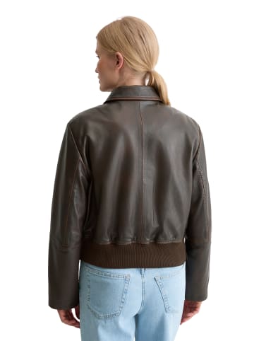 Marc O'Polo Lederblouson regular in dark chocolate