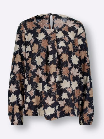 WITT WEIDEN Bluse in marine-rotbraun-bedruckt