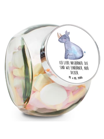 Mr. & Mrs. Panda Bonbonglas Einhorn Nashorn mit Spruch in Weiß