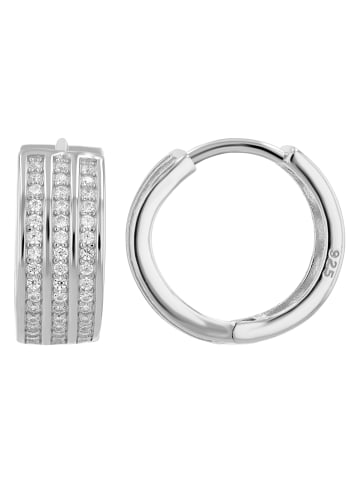 Adeliás Damen Ohrringe – Creole aus 925 Silber mit Zirkonia in silber