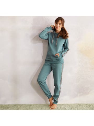 Erwin Müller Interlock-Jersey Freizeithose, lang mit Bündchen in petrol-grau