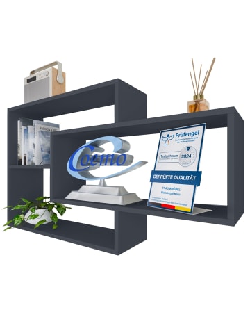 TRAUMMÖBEL Wandregal Karo aus Holz in Anthrazit