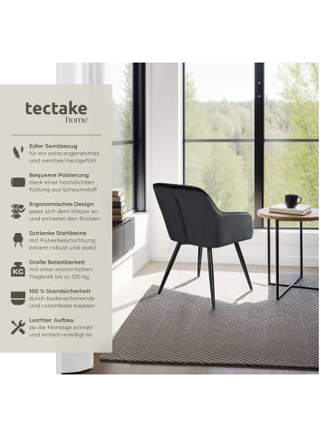 tectake Wohnzimmerstuhl gepolstert, in Samtoptik, 58 x 62 x 82 cm