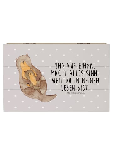Mr. & Mrs. Panda Erinnerungskiste Otter Kind mit Spruch in Grau Pastell