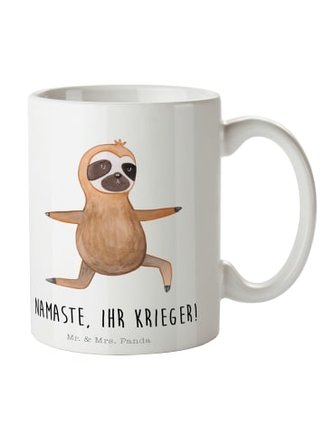 Mr. & Mrs. Panda Kaffeebecher Faultier Yoga mit Spruch in Weiß
