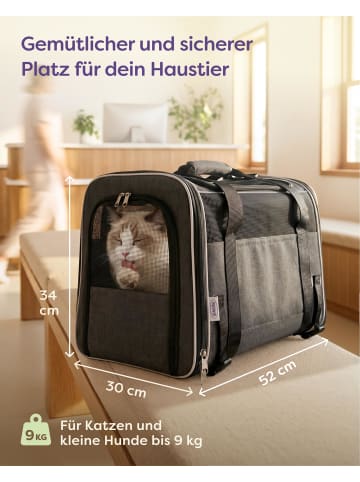 Knupis Katzentransportbox für Katzen & Hunde, 300D Oxford, faltbar, leicht