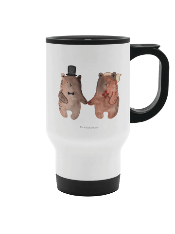 Mr. & Mrs. Panda Travel Mug Bär Heirat ohne Spruch in Weiß