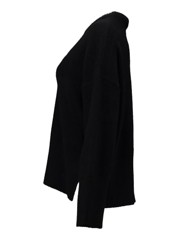 Hailys Bequemer Pullover mit weitem Schnitt und Rippdetails in Schwarz