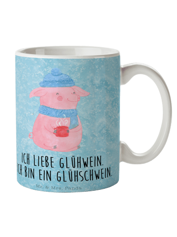 Mr. & Mrs. Panda Kaffeetasse Schwein Glühwein mit Spruch in Eisblau