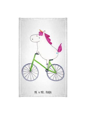 Mr. & Mrs. Panda Handtuch Einhorn Radfahrer ohne Spruch in Weiß