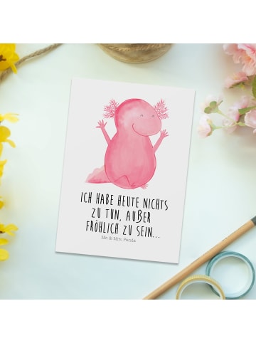 Mr. & Mrs. Panda Grußkarte Axolotl Hurra mit Spruch in Weiß