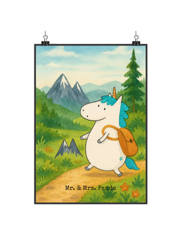 Mr. & Mrs. Panda Poster Einhorn Bergsteiger Design ohne Spruch in Weiß
