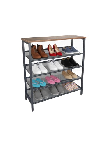 relaxdays Schuhregal in Schwarz/Braun - (B)80 x (H)85 x (T)30 cm