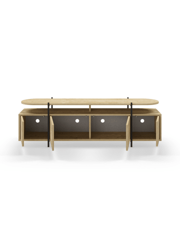 CALICOSY TV-Möbel HINOA in Eiche - (W)160 x (H)48 x (L)38.5 cm