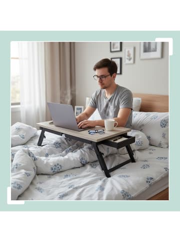 relaxdays Laptoptisch in Grau/ Schwarz