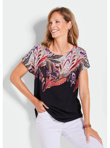 GOLDNER Kurzgröße:  Elegantes Oberteil mit Ethno-Muster in schwarz / gemustert