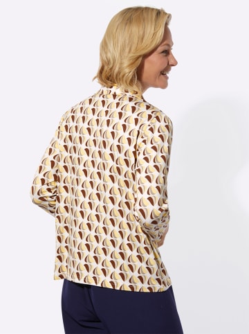 WITT WEIDEN Poloshirt in zitrone-braun-bedruckt