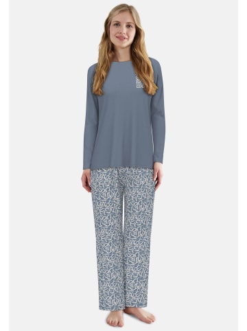 Tom Tailor Pyjama Sitia in blau-mittel-Allover