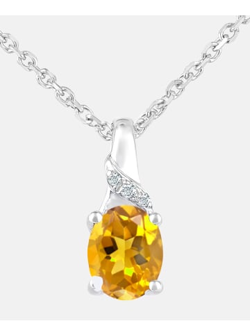 Diamant L'éternel Halskette mit Anhänger aus 375 Weißgold mit Diamant mit Citrin