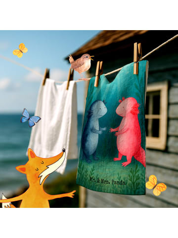 Mr. & Mrs. Panda Handtuch Axolotl Liebe Design ohne Spruch in Weiß