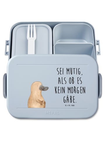 Mr. & Mrs. Panda Lunchbox Schnabeltier Mut Motiv mit Spruch in Blau Pastell