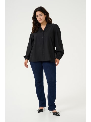 KAFFE curve Langarm-Bluse KCmai in Black Deep
