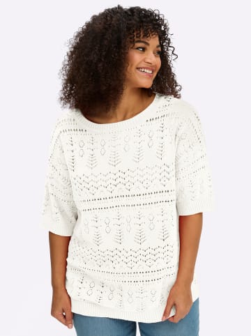 sheego Kurzarm-Pullover in ecru
