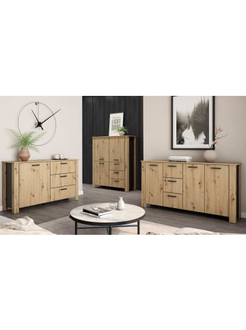 byLiving Highboard FARO in Artisan Eiche (Eiche-Optik) - B 120, H 137, T 40 cm