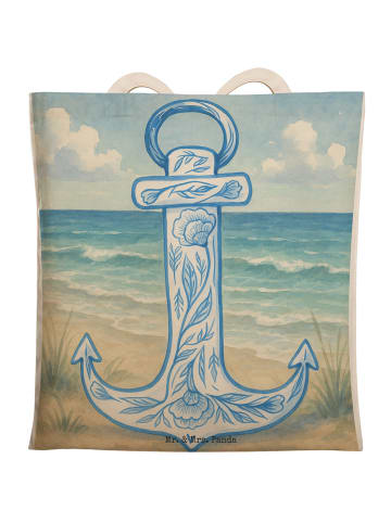 Mr. & Mrs. Panda Tote Bag Anker Blau Design ohne Spruch in Weiß