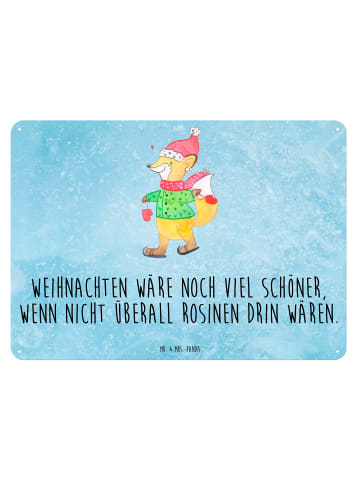 Mr. & Mrs. Panda Metallbild Fuchs  Schlittschuhe mit Spruch in Eisblau