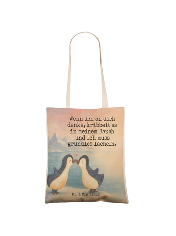 Mr. & Mrs. Panda Tüte Pinguine Kuss Design mit Spruch in Weiß